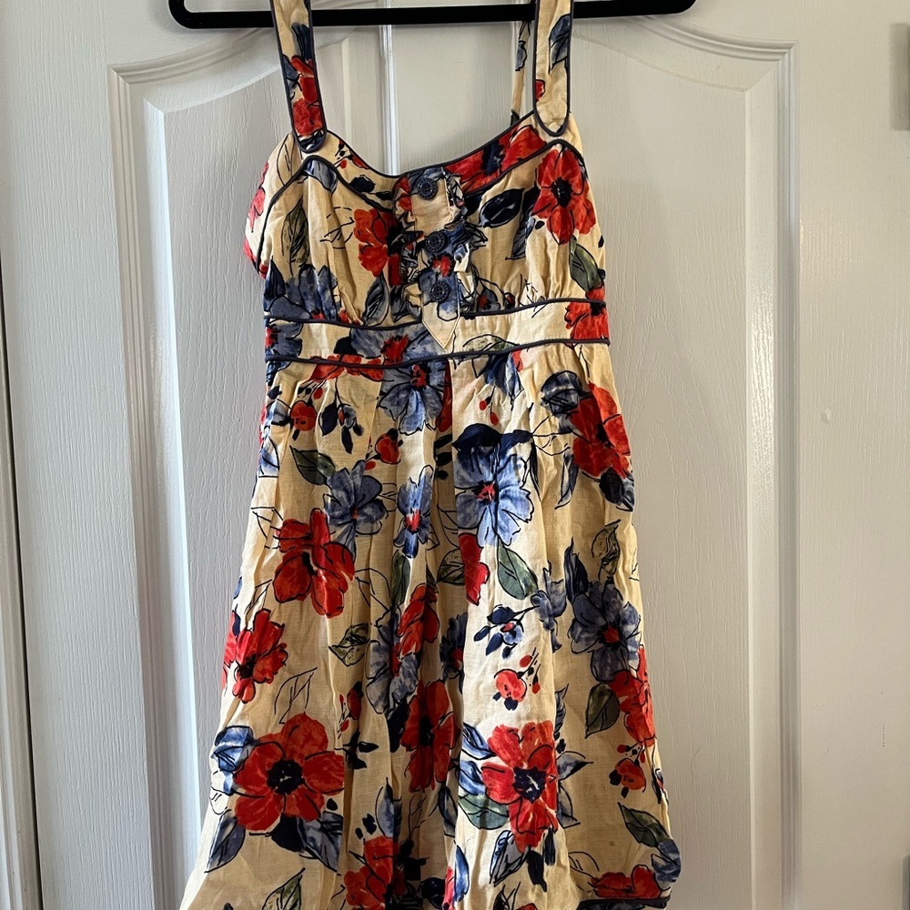 Jessica Simpson Floral Midi Dress - Red, Blue, Cream